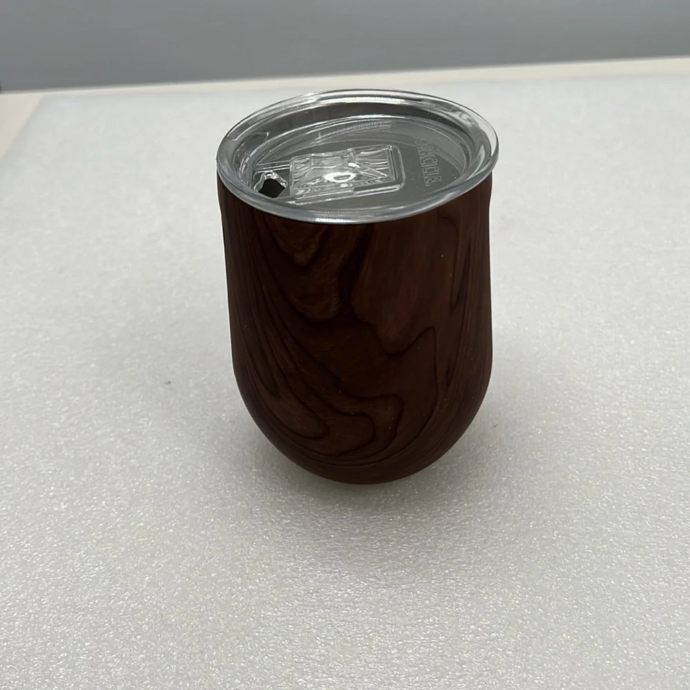 Corkcicle Stemless Wine Glass 12 oz WALNUT WOOD Stainless Tumbler 9 Hrs Cold New
